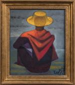 Louis Toffoli (Français, 1907-1999)"Le châle rouge", 1972Huile sur toile signée...