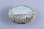 Paris, 1778
Boite ovale

en écaille blonde cerclée d'or, le dessus est...