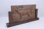 Charles Piot (1866-1972) Cerf au brâmeSculpture en bas relief sur...