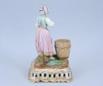 Jacob Petit (1796-1868) Femme au tonneauSujet en porcelaine polychrome. Marqué...