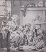 Dans le goût de Jean-Baptiste Greuze (1725-1803)La bonne mèreEncre et...