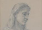 William Bouguereau (1825-1905)"Étude de tête de Vierge"Dessin, crayon et rehauts...
