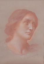 Jean Leconte du Noüy (1842-1923)Tête de femme, 1901Sanguine et rehauts...
