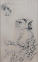 Jules Cheret (1836-1932)
Étude de femme au chapeau

Fusain sur papier
Signé en...