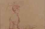 Jules Cheret (1836-1932)
Étude, femme au chapeau

Sanguine sur papier chamois
Signée en...