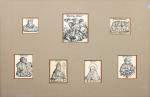 Michel Wolgemuth (1434-1519)Héraclite, Xénon, Demosthènes, Marcus Lurci Sept gravures sur...