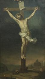 École suisse du XVIIIe siècle
Christ en croix

Toile d'origine signée "C....
