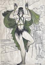 Yves Bonnat (1912-1992)
"Oedipe et le Sphinx", 1960

Encre et aquarelle.
Signée et...