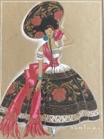 Jenny Carré (Le Crotoy, 1902-1945, Paris)"Sylvabelle""Marchandes""China"Trois aquarelles gouachées sur papier,...
