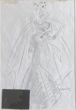 Hubert de Givenchy (Beauvais, 1922-2018, Neuilly-sur-Seine)Projet de robe du soir...