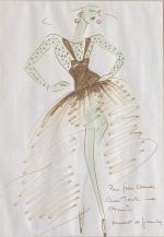 Hubert de Givenchy (Beauvais, 1922-2018, Neuilly-sur-Seine)Etude de mode l'éléganteTechnique mixte.Signée...