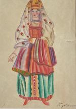 Nathalie Gontcharova (Toula, 1881-1962, Paris)Danseuse espagnoleAquarelle sur papier.Signée en bas...