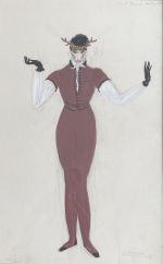 George Lepape (Paris, 1887-1971, Bonneval)"Le cerf", 1916Projet de costume pour...