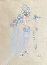 Zig (Paris, 1882-1936), Louis Gaudin, ditDanseuse aux fleurs bleuesTechnique mixte...