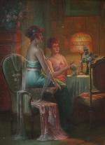 Max Albert Carlier (Français, 1872-1938) Deux femmes prenant le thé...