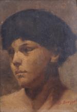 G. Bocquet (Fin XIXe-début du XXe siècles)Portrait d'adolescent, 1918Huile sur...