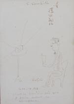Tsuguharu Foujita (1886-1968)Croquis humoristique légendé : "le 24 octobre 1926...