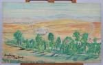 Hacène Benaboura (Algérien, 1898-1960)
Paysage et désert à Bordj, 1950

Panneau de...