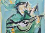 Yvette Alde (Française, 1911-1967)Femme à la mandolineGouache sur papier.Signée en...