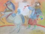 Blasco Mentor (Espagnol, 1919-2003) Le peintre au cheval, 1993Crayon et...