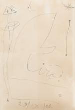 Joan Miró (Espagnol, 1893-1983)Femme, lune et étoile, 1966Encre de Chine.Signée...