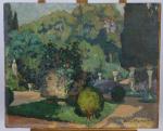 Henri Montassier (1880-1946) Le jardinPanneau.Signé en bas à droite. Haut....