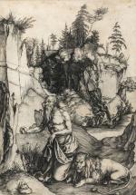 Albrecht Dürer (Allemand, 1471-1528) Saint Jérôme pénitent dans la solitudeBurin....