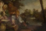 Johann Rasso Januarius Zick (Bavarois, 1730-1797)
Le repas de chasse

Toile d'origine....
