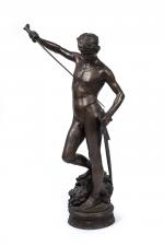 Antonin Mercié (Français, 1845-1916)David vainqueur de Goliath, 1869-70Bronze à patine...