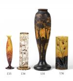 Émile Gallé (Français, 1864-1904)Vase rouleau torsadéen verre ambré, soufflé, pincé...