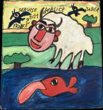 Jaber (Tunisien, 1938-2021), Jaber El Mahjoub, ditLe mouton blanc, 2011Acrylique...