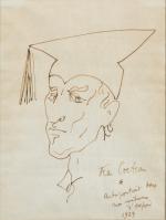 Jean Cocteau (Français, 1889-1963)
"Autoportrait dans mon uniforme d'Oxford", 1959

Encre sur...