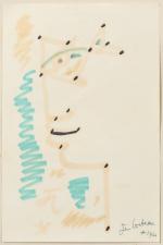 Jean Cocteau (Français, 1889-1963)Profil à l'oeil-poisson, 1960. Marqueurs couleurs sur...