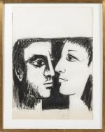 Bernard Lorjou (Français, 1908-1986)
Couple de profil 

Crayon, fusain et lavis...