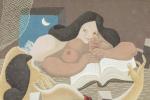 Jacques Azéma (Marocain, 1910-1979)
Trois femmes à la lecture, 1946

Gouache.
Signée et...