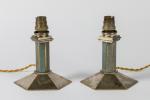 suiveur d'André Groult (1884-1966) 
Paire de lampes

en bronze et galuchat,...
