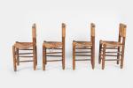 Charlotte Perriand (Française, 1903-1999) Sept chaises, c. 1947en bois massif...