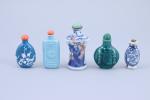 Chine - XXe siècle 
Ensemble de neuf tabatières 

en porcelaine...