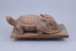 Japon - XXe siècle
Okimono 

en bois, sculpté d'une tortue minogamé,...