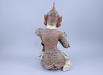 Birmanie - XIXe siècle
 Attendant agenouillé 

en bois polychrome et...
