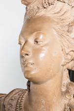 Albert-Ernest Carrier-Belleuse (Français, 1824-1887) 
Buste de femme au collier de...