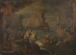 Attribué à Lorenzo PASINELLI (1629 - 1700)Scène d'embarquement.Toile. (manques).95 x...