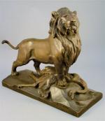 Auguste CAIN (Paris 1821 - Paris 1894)Le lion de Nubie...