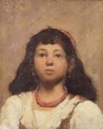 SCHUFFENECKER Claude-Émile (1851-1934).Portrait de jeune fille au collier de corail.Huile...