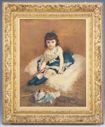 LOBRICHON Timoléon (1831-1914)Portrait de fillette avec ses jouets : Renée...