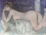 Camille HILAIRE né en 1916Nu allongée.Aquarelle, signée en bas à...