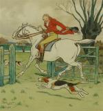 Harry ELIOTT (1882-1959). Scène de chasse à courre.Gouache sur papier,...