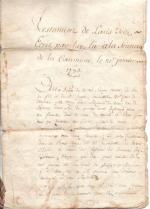 TESTAMENT du roi Louis XVI.Retranscription manuscrite ancienne anonyme et complète...