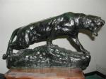 CARTIER Thomas François (1879-1943)Fauve rugissant. Bronze patine vert antique. Signé....
