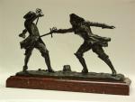 DROUOT Édouard (1859-1945).Le duel à l'épée. Bronze à patine brune....